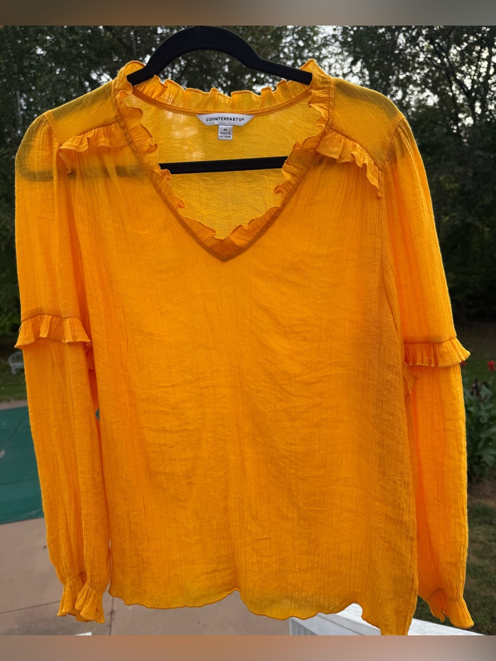 Counterparts Yellow Ruffle V-Neck Long Sleeve Blouse medium